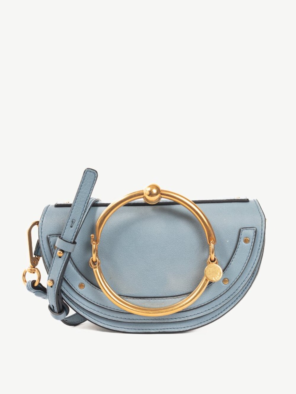Chloe Nile Minaudière Blue Leather Bracelet Clutch